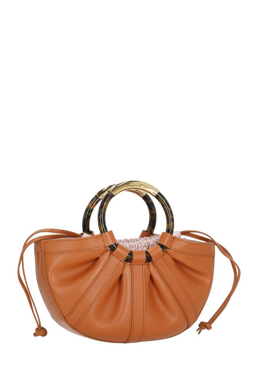 Coccinelle Soft Gathered Leather Medium Shoulder Bag With Two Rigid Handles Bruin