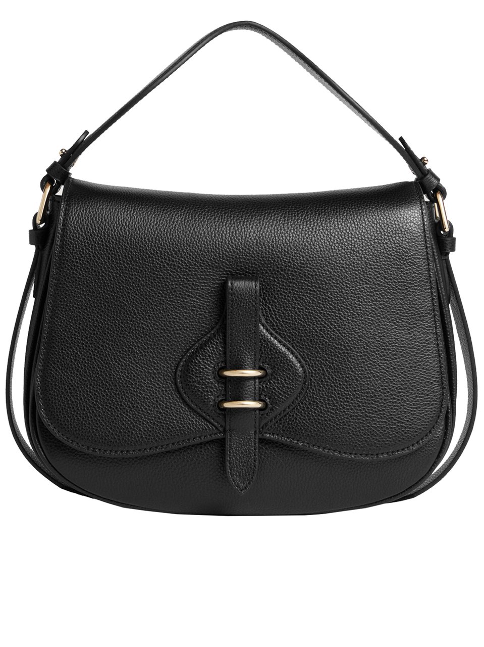 Coccinelle Mavery Textured Leather Gold-Hardware Handbag Zwart