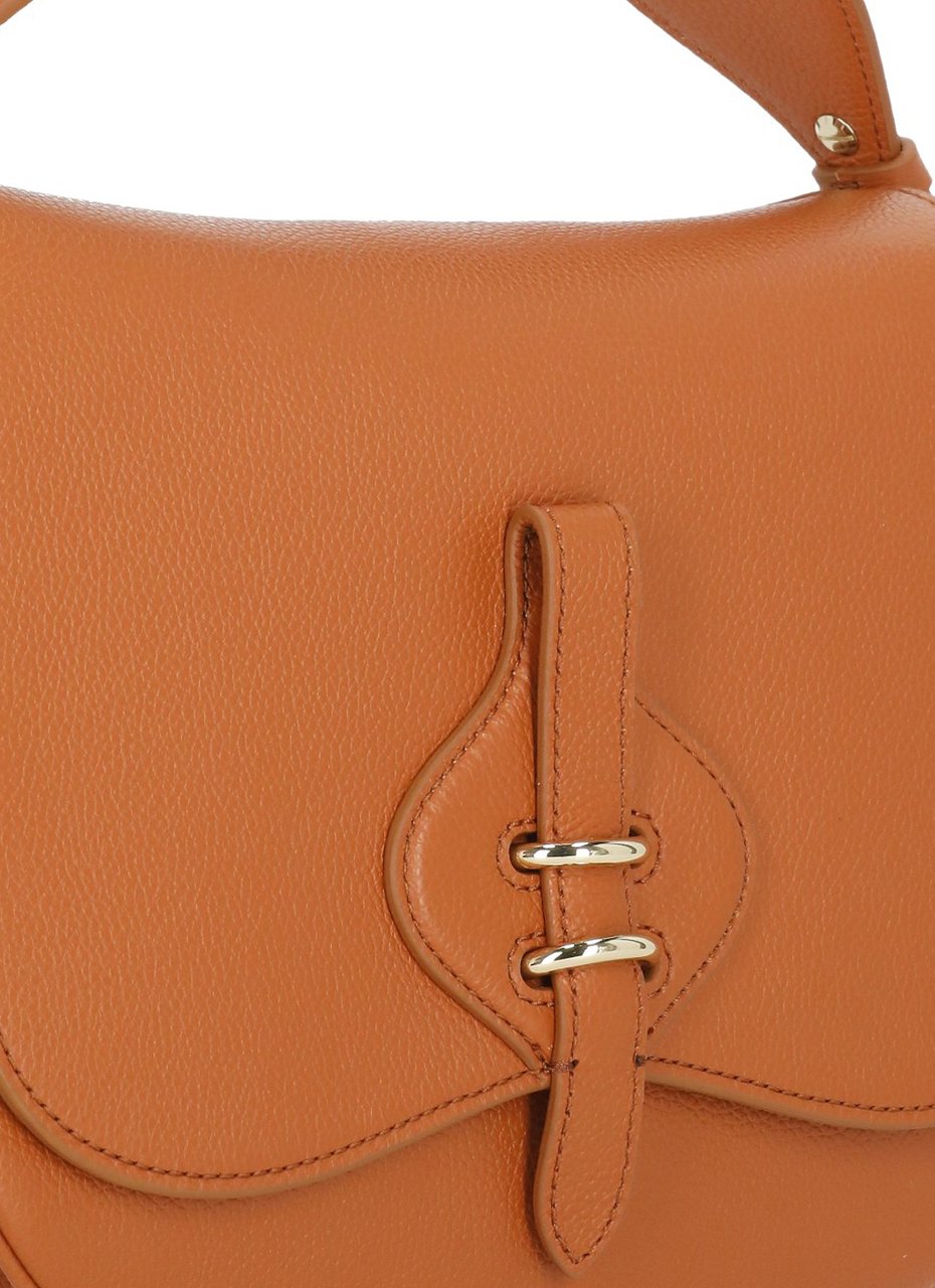 Coccinelle Medium Leather Shoulder Bag With Flap Closure Bruin