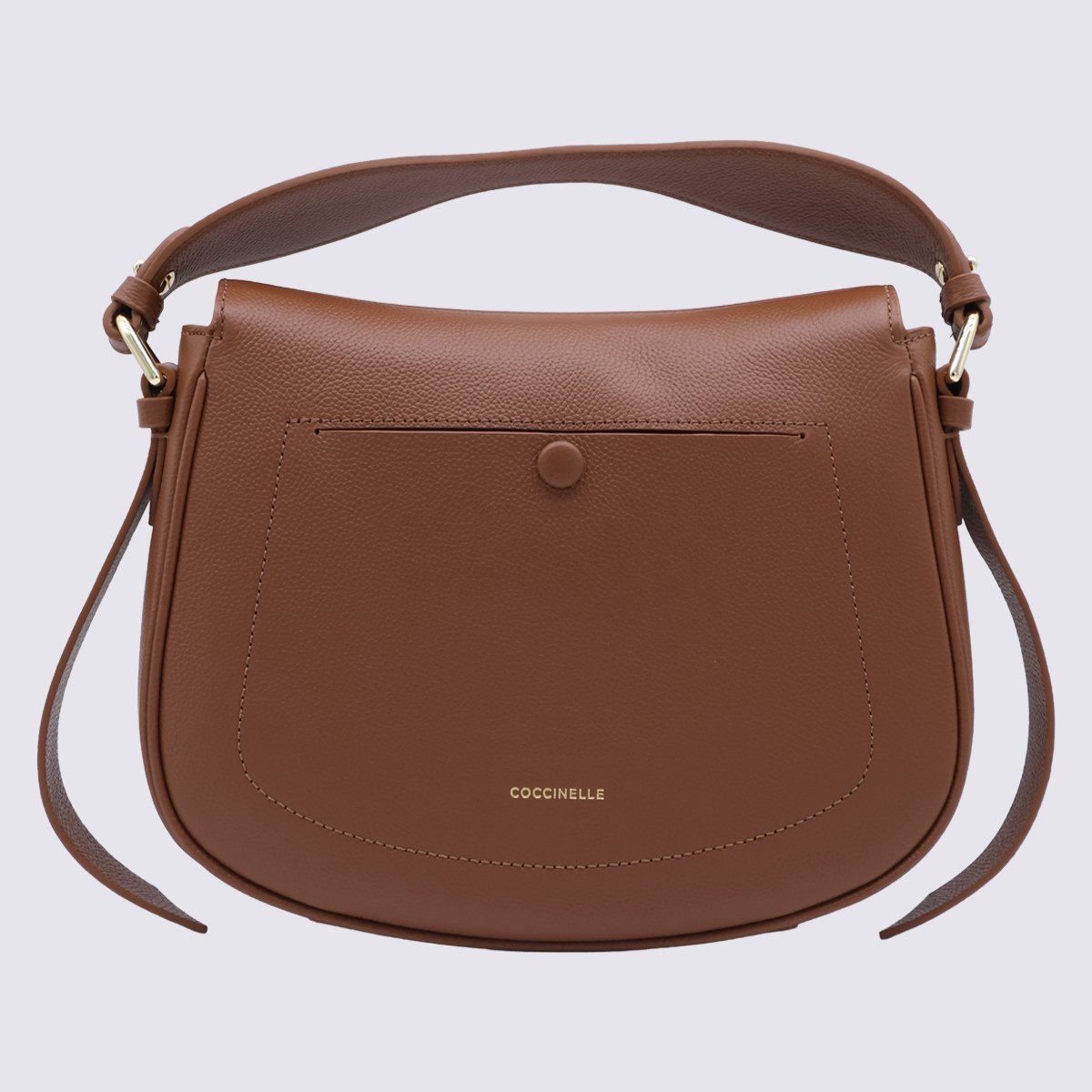 Coccinelle Structured Medium Handbag with Gold-tone Hardware Grijs