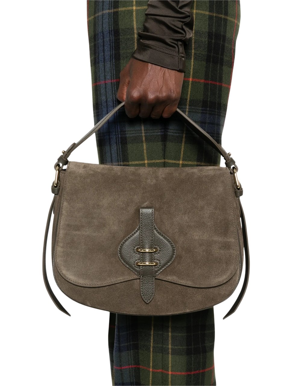 Coccinelle Mavery Medium Suede Shoulder Bag Bruin