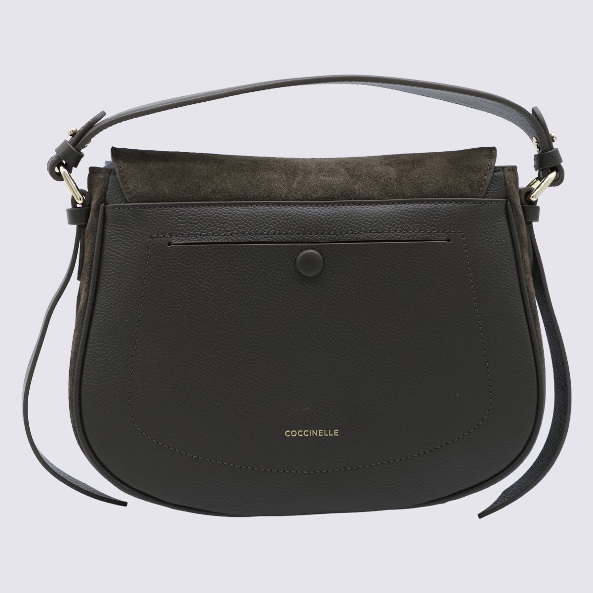 Coccinelle Structured Black Suede and Pebbled Leather Bag Zwart