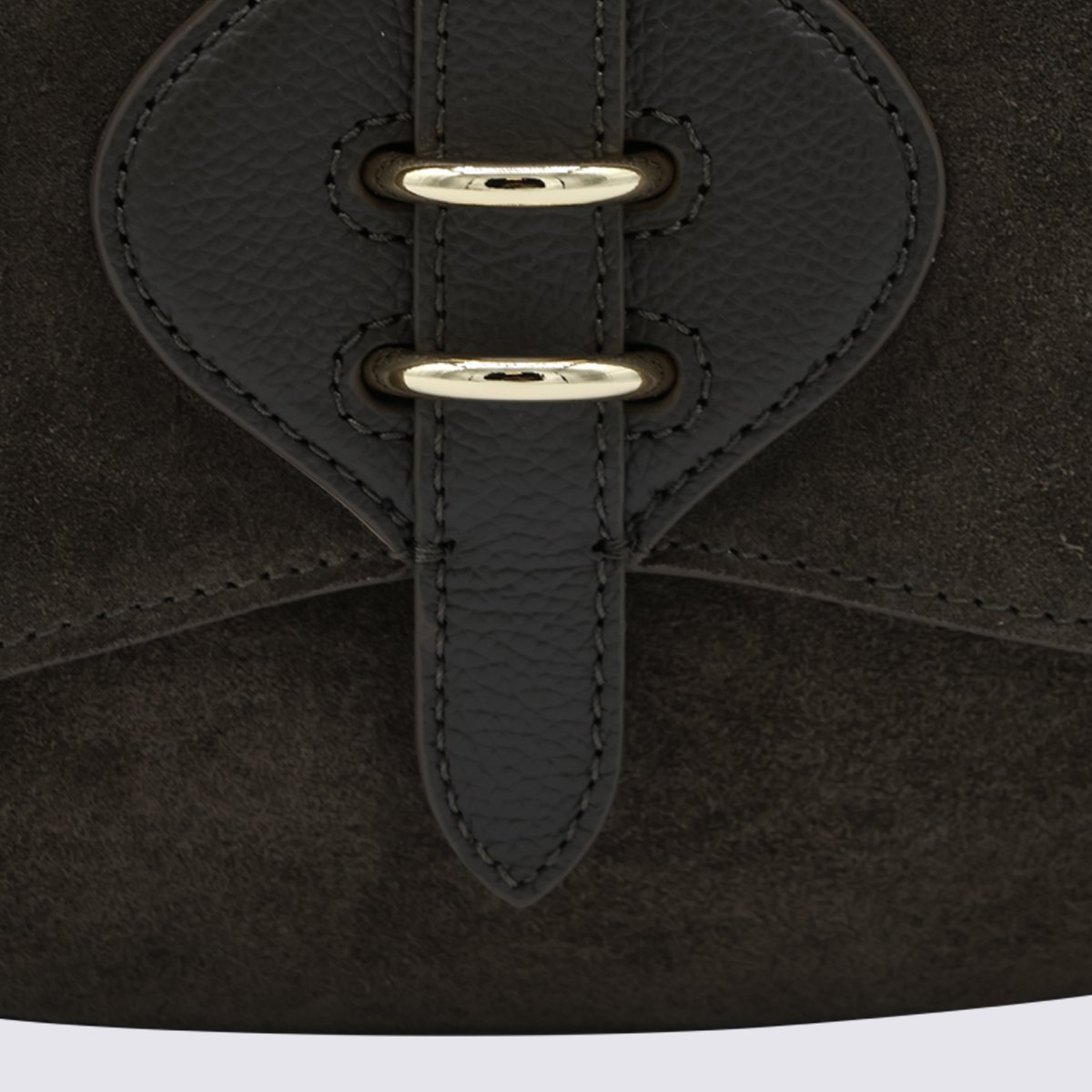 Coccinelle Structured Black Suede and Pebbled Leather Bag Zwart