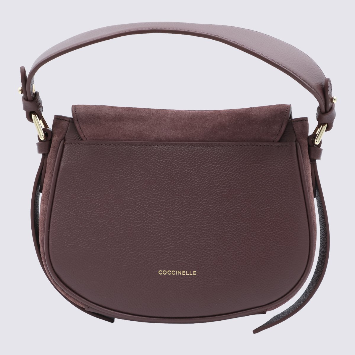 Coccinelle Structured Brown Leather Handbag with Gold-tone Hardware Grijs