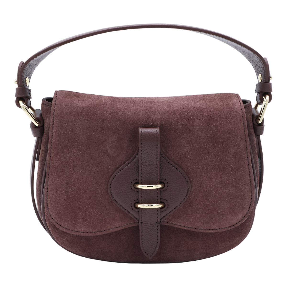 Coccinelle Structured Brown Leather Handbag with Gold-tone Hardware Grijs