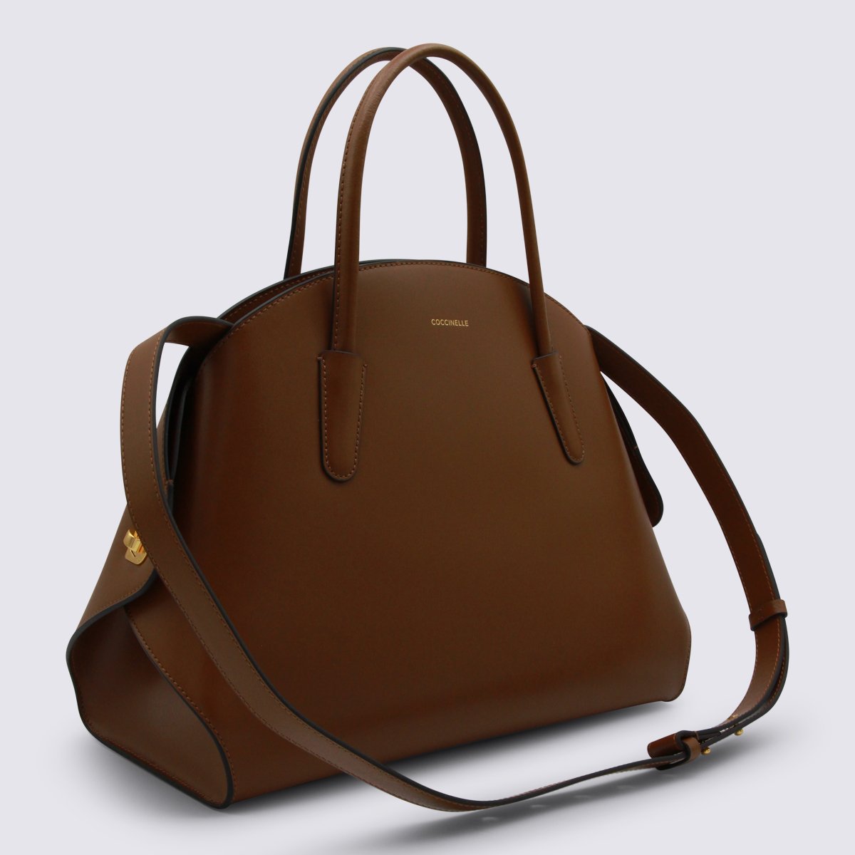 Coccinelle Structured Handbag With Gold-Tone Turn-Lock Closure Bruin