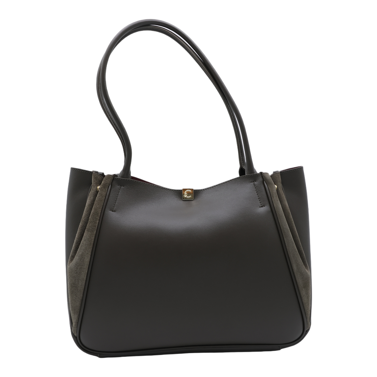 Coccinelle Structured Handbag with Textured Side Panels Zwart