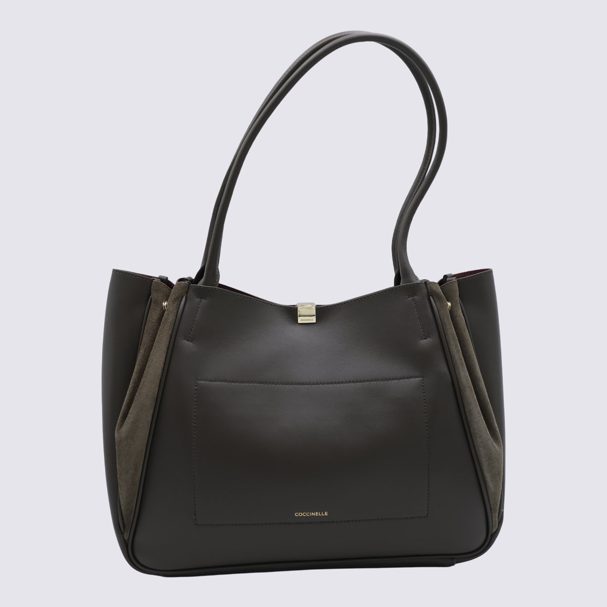 Coccinelle Structured Handbag with Textured Side Panels Zwart