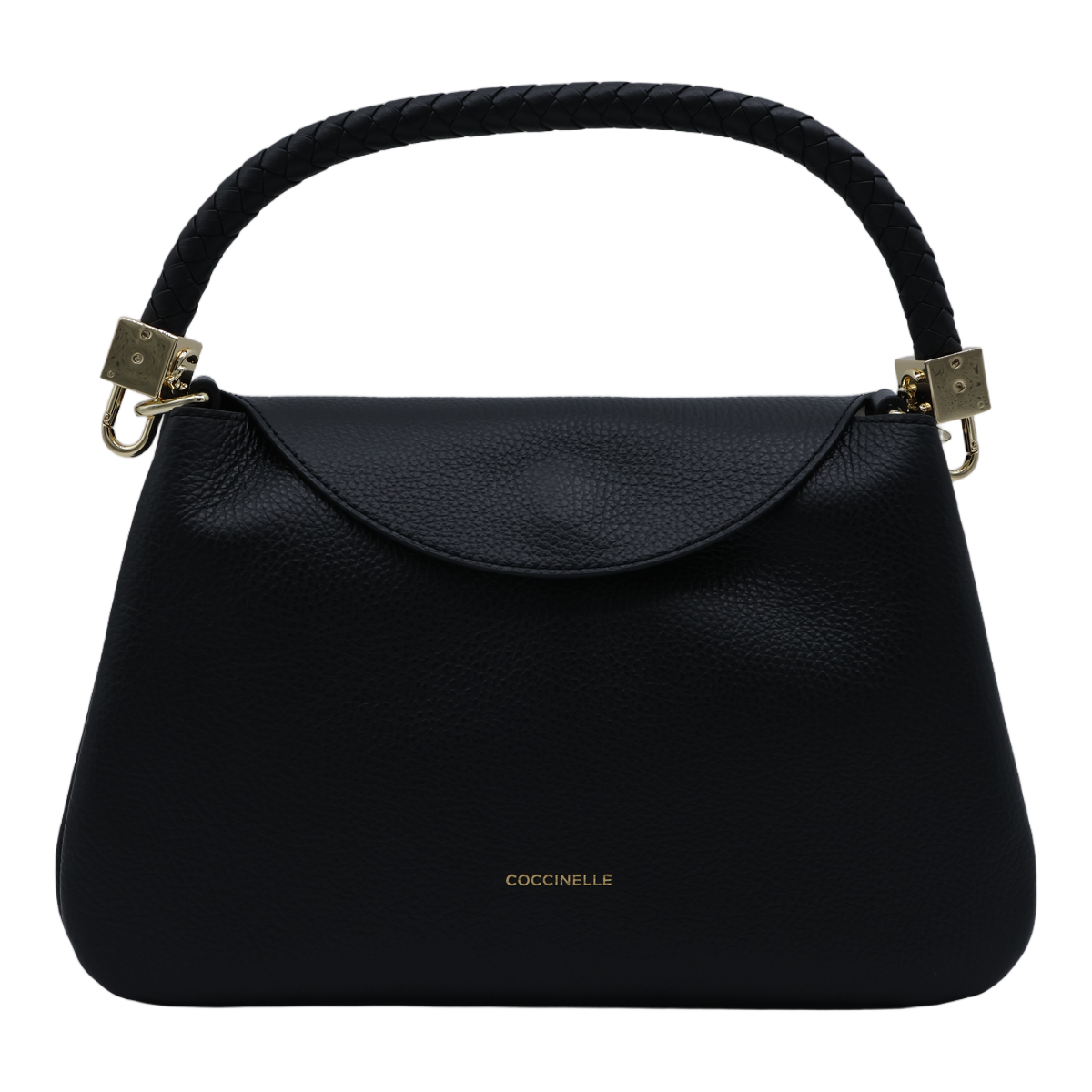 Coccinelle Structured Handbag with Braided Handle and Gold Accents Zwart