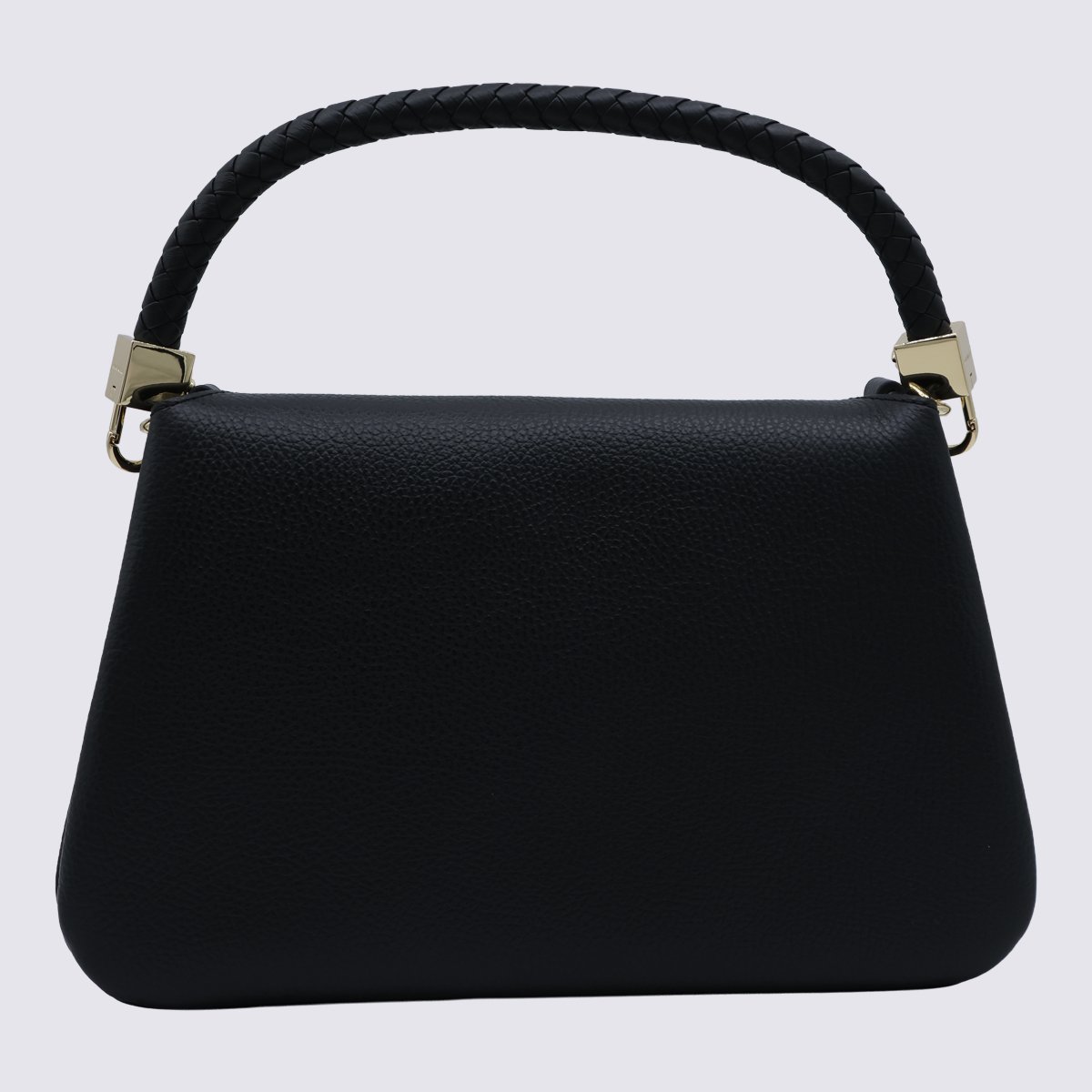 Coccinelle Structured Handbag with Braided Handle and Gold Accents Zwart