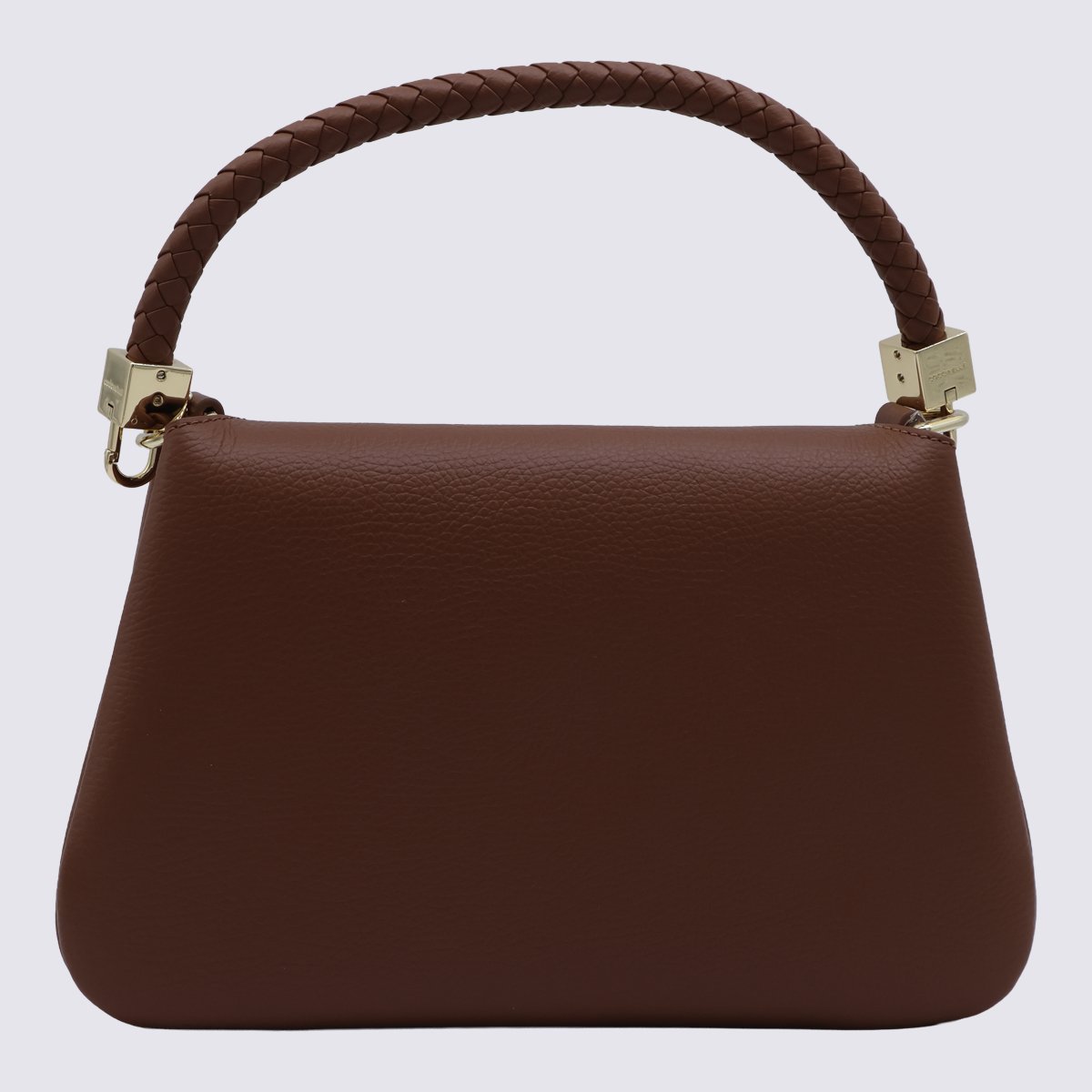Coccinelle Structured Handbag with Rounded Flap and Braided Handle Zwart