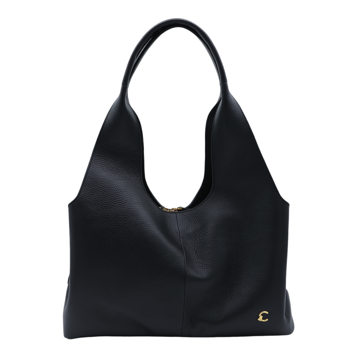 Coccinelle Structured Black Handbag with Gold-tone Logo Zwart