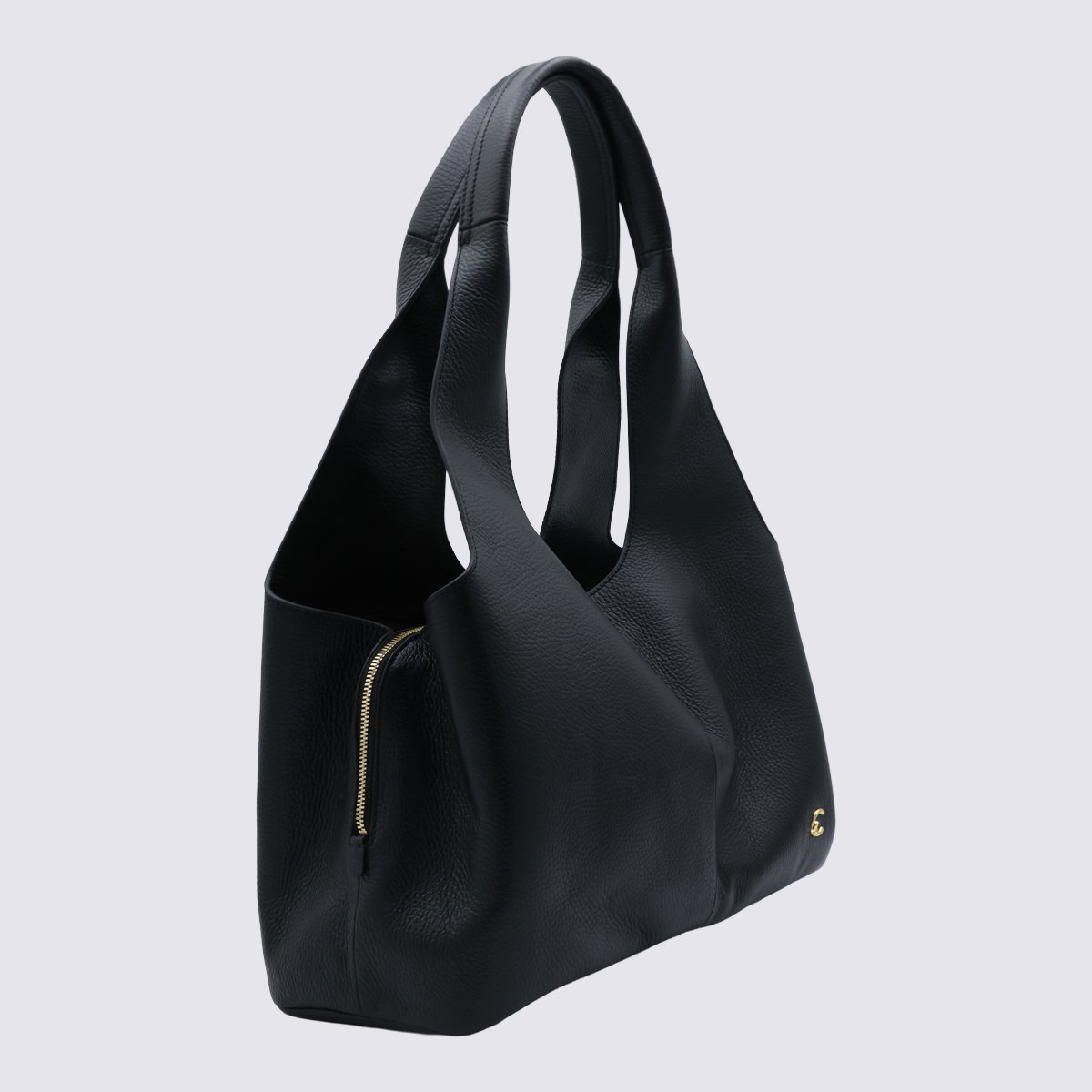 Coccinelle Structured Black Handbag with Gold-tone Logo Zwart