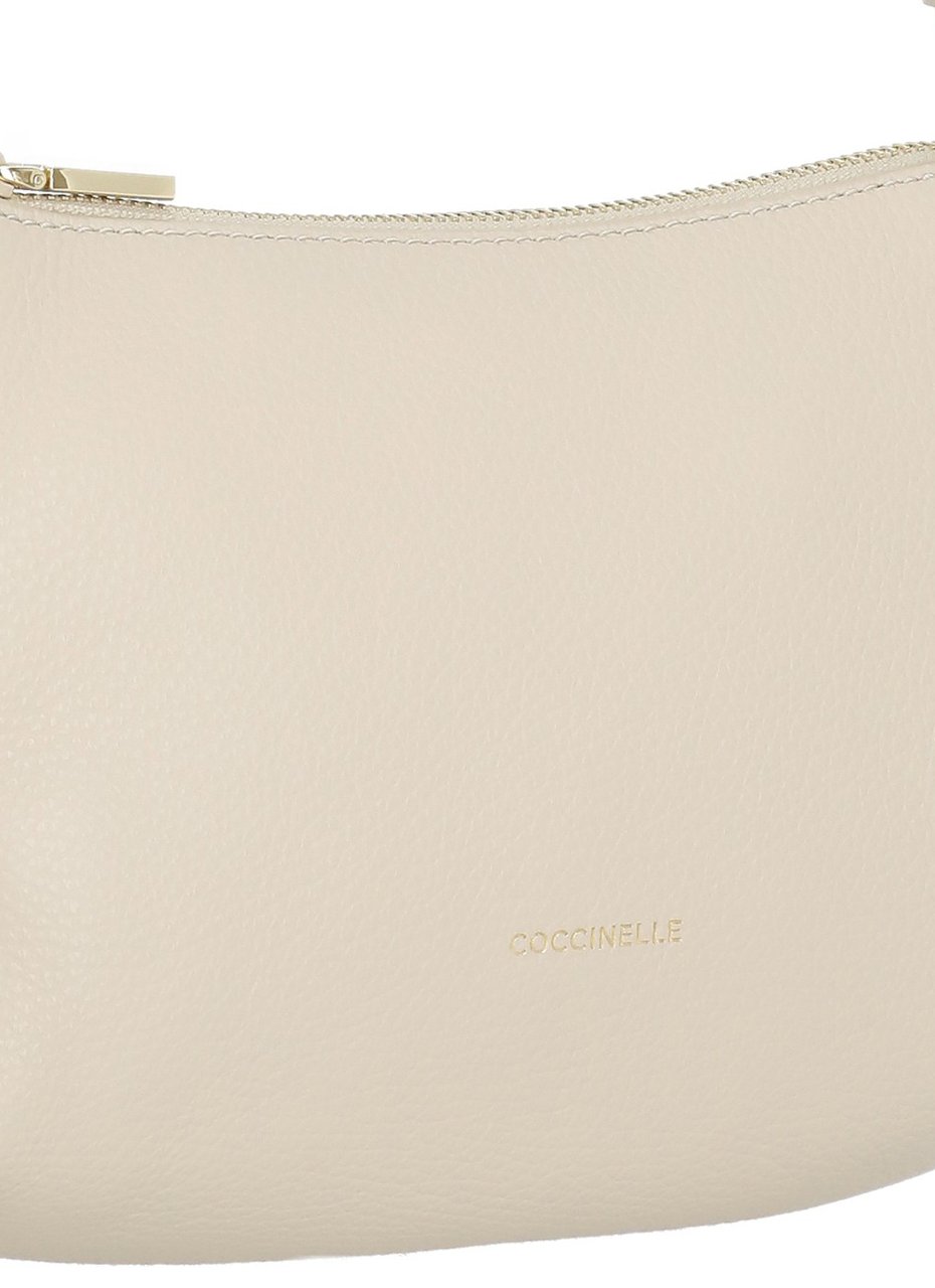 Coccinelle Mini Shoulder Bag In Pebbled Leather With Gold Accents Neutraal