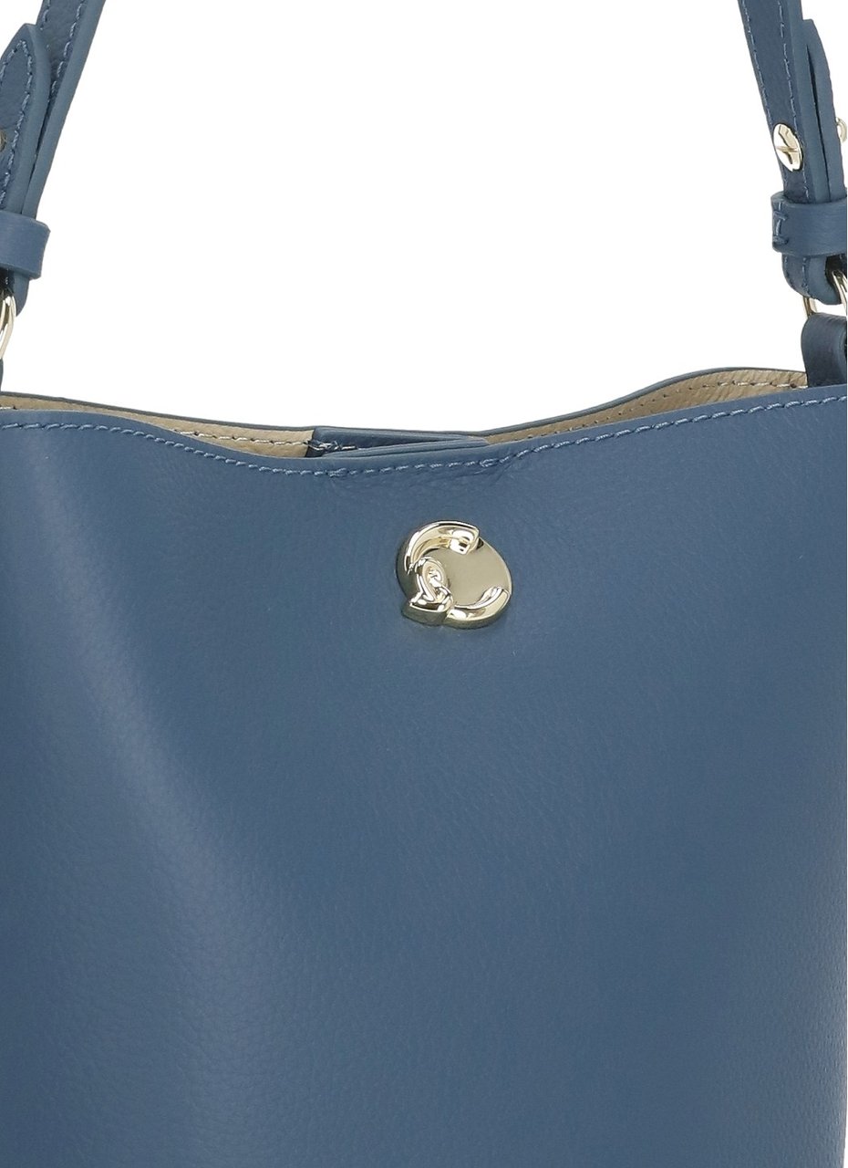 Coccinelle Compact Structured Blue Leather Nikla Mini Bag Blauw