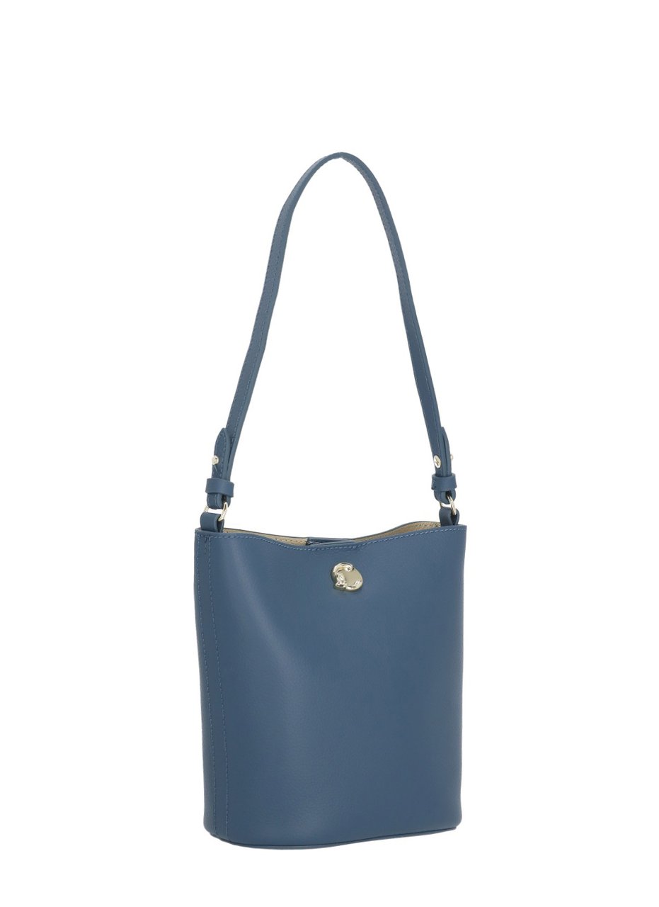 Coccinelle Compact Structured Blue Leather Nikla Mini Bag Blauw