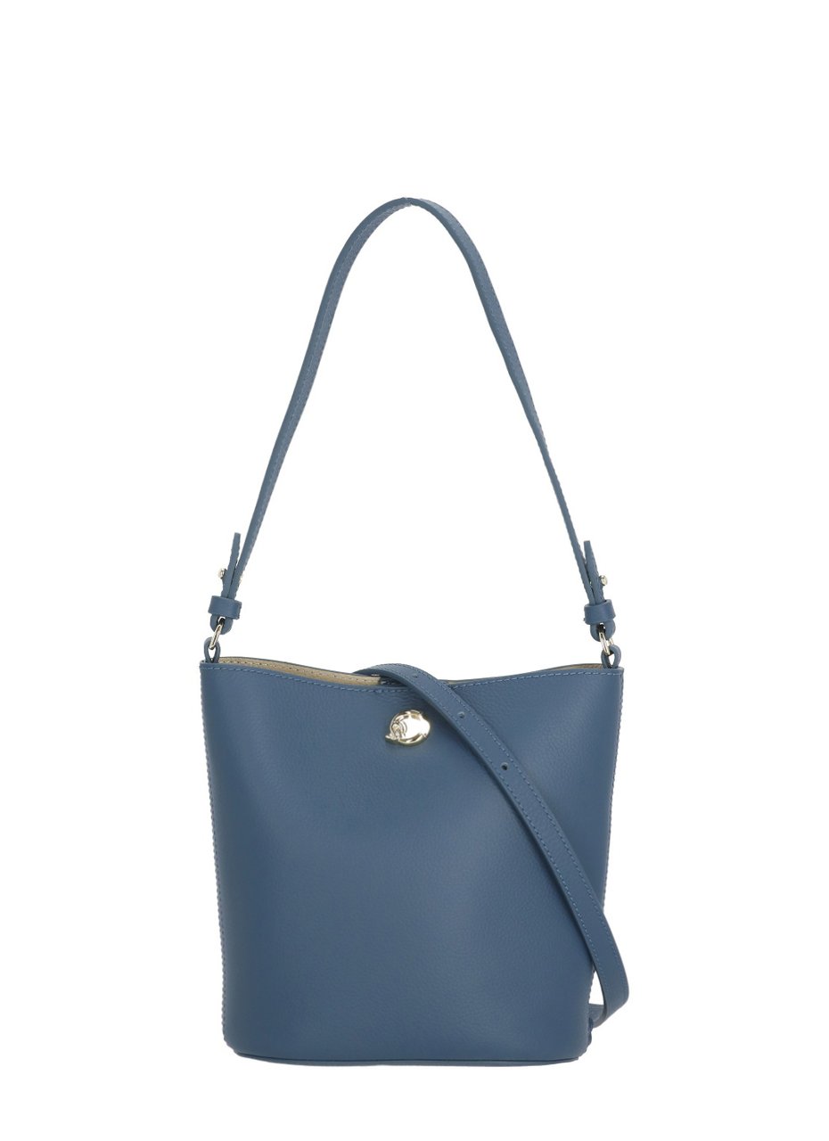 Coccinelle Compact Structured Blue Leather Nikla Mini Bag Blauw