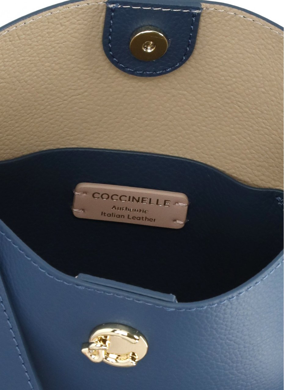 Coccinelle Compact Structured Blue Leather Nikla Mini Bag Blauw