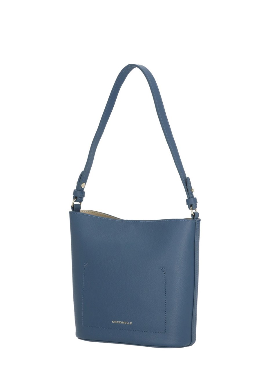 Coccinelle Compact Structured Blue Leather Nikla Mini Bag Blauw