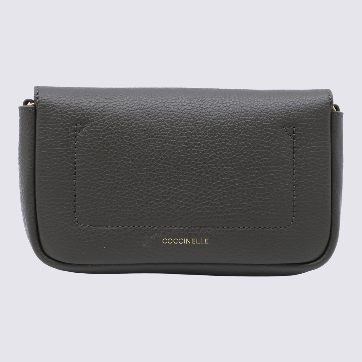 Coccinelle Pebbled Texture Crossbody Bag with Decorative Closure Grijs