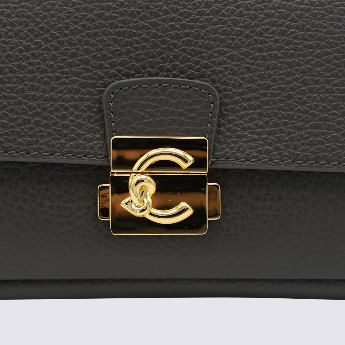 Coccinelle Pebbled Texture Crossbody Bag with Decorative Closure Grijs