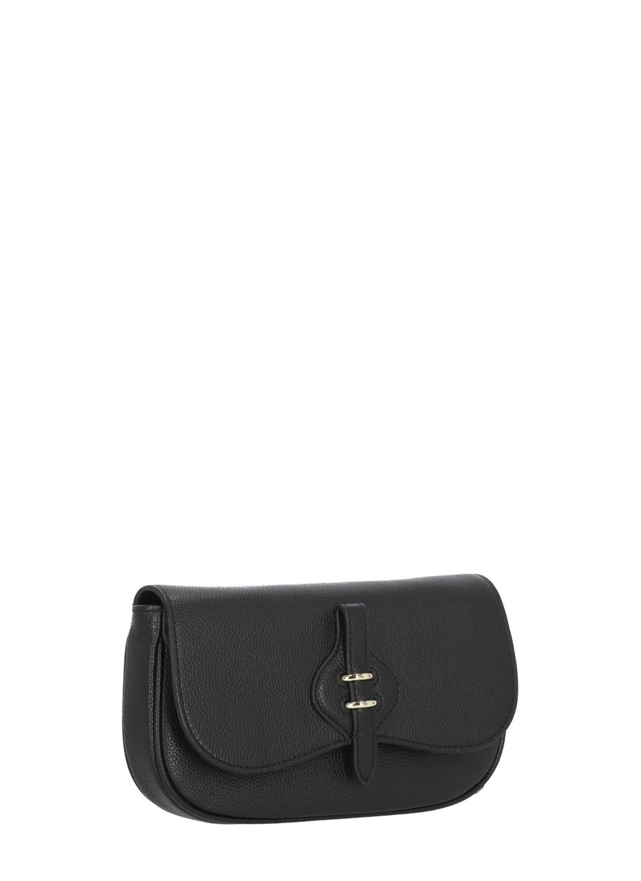 Coccinelle Textured Leather Shoulder Bag With Magnetic Closure Zwart