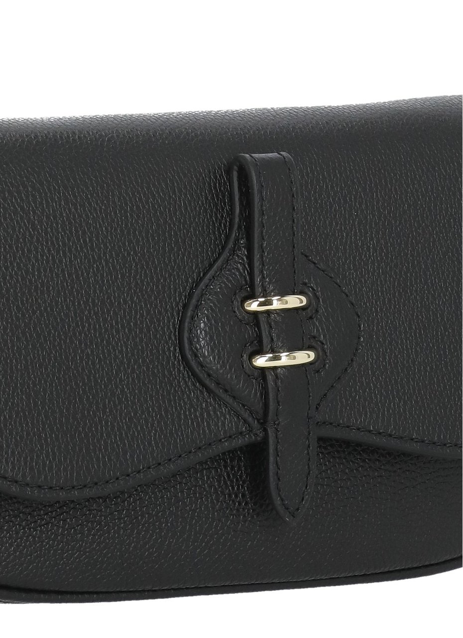 Coccinelle Textured Leather Shoulder Bag With Magnetic Closure Zwart