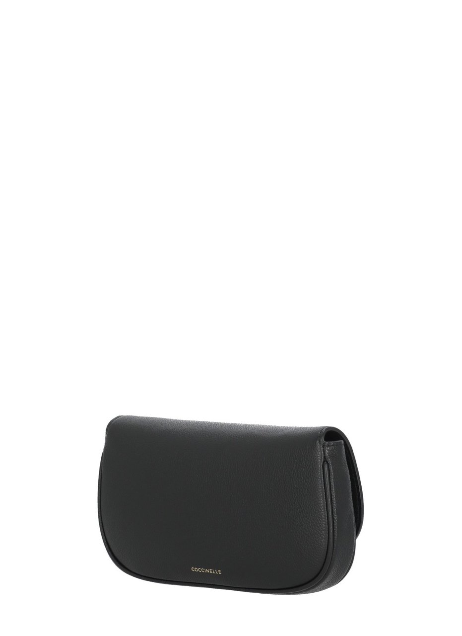 Coccinelle Textured Leather Shoulder Bag With Magnetic Closure Zwart