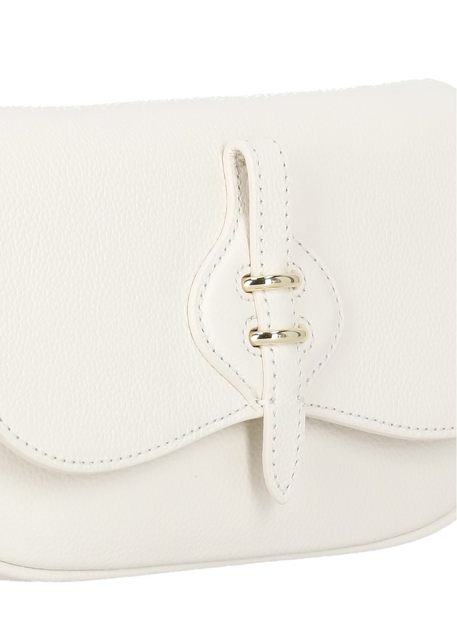 Coccinelle Ivory Leather Shoulder Bag With Adjustable Strap And Flap Closure Neutraal