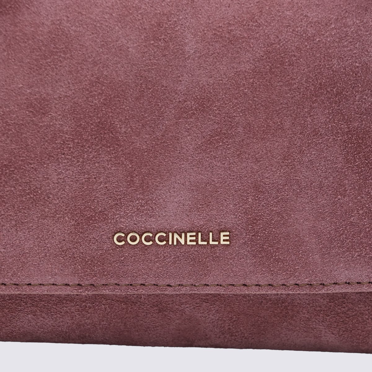 Coccinelle Suede Bag with Flap Closure and Gold-tone Accents Roze