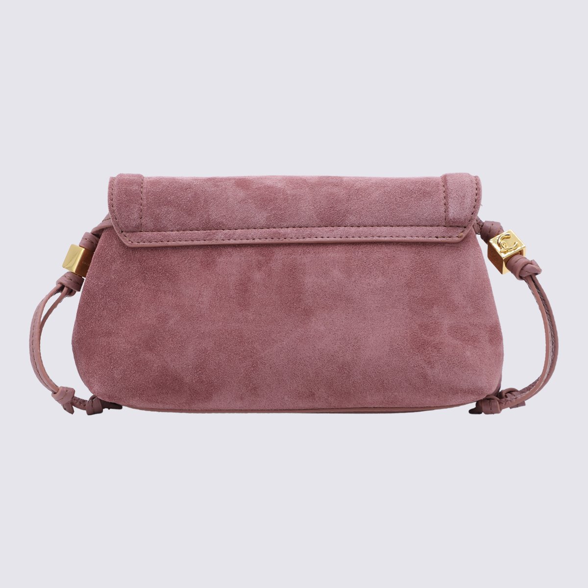 Coccinelle Suede Bag with Flap Closure and Gold-tone Accents Roze