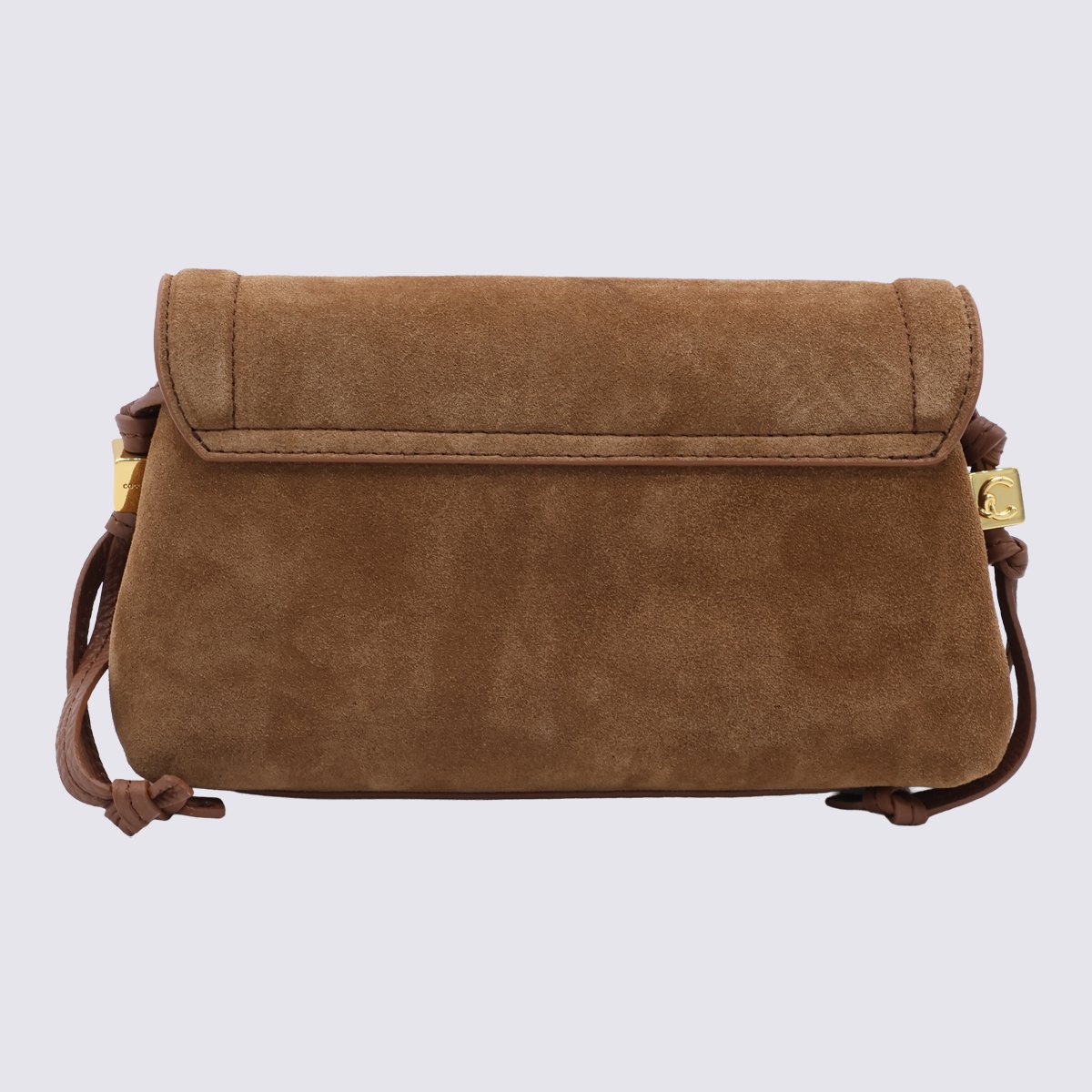 Coccinelle Structured Suede Handbag with Flap Closure Bruin
