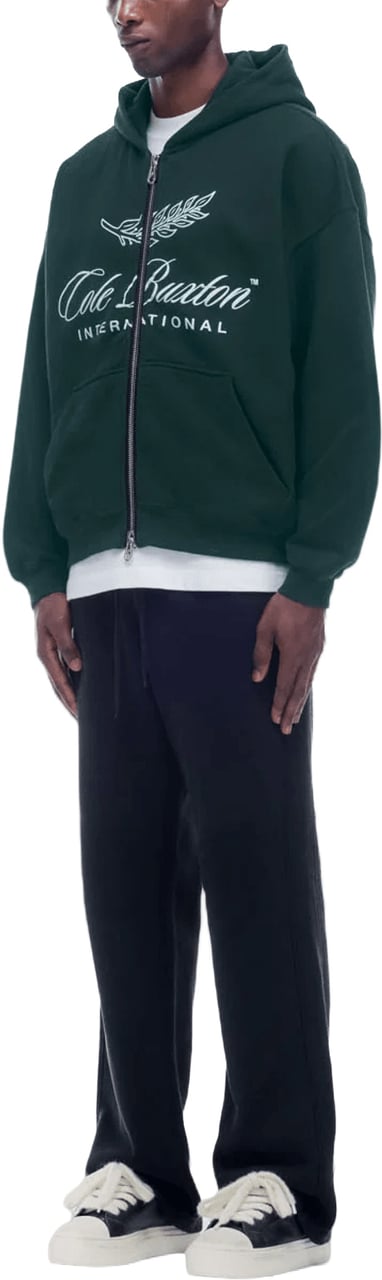 Cole Buxton INTERNATIONAL ZIP THROUGH HOODIE Donkergroen