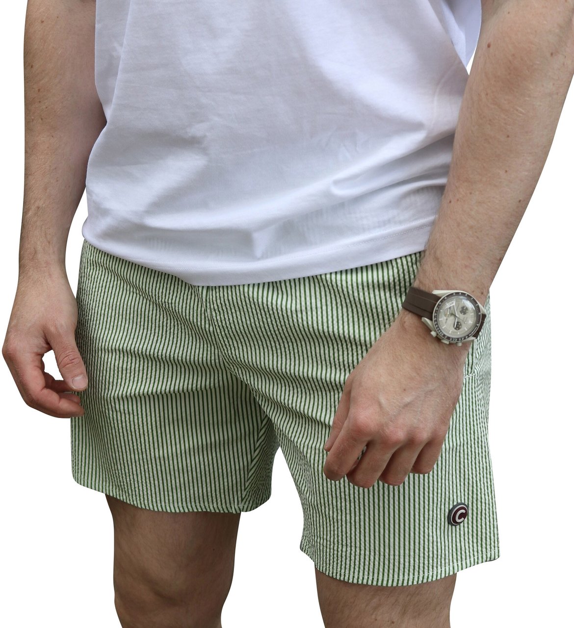 Colmar Originals Uomo Zwembroek Stripe Hill/Bianco Groen