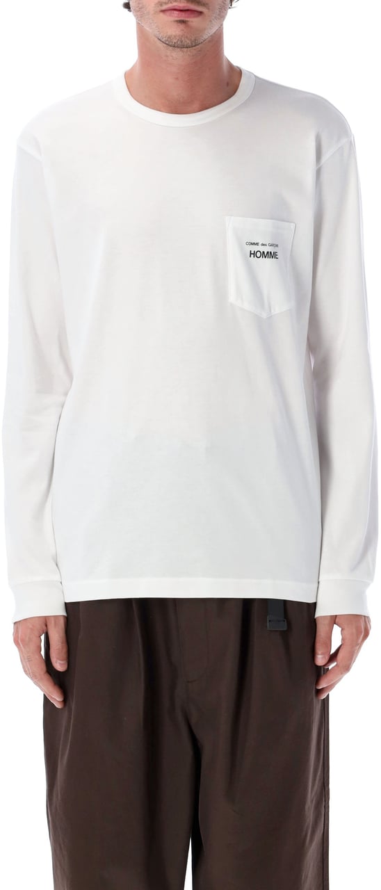 Comme des Garçons Homme Logo L/S Tee Bianco Wit
