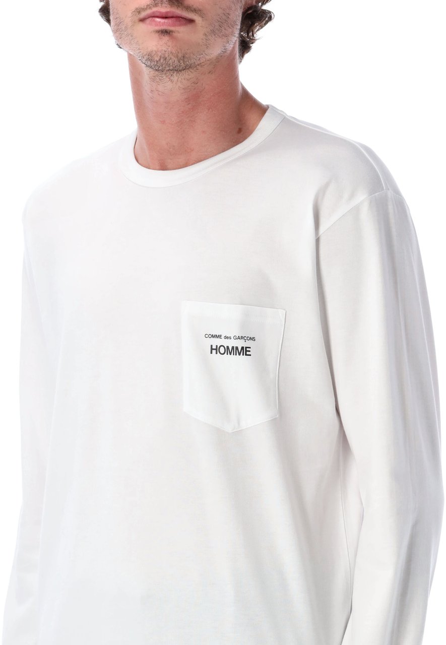 Comme des Garçons Homme Logo L/S Tee Bianco Wit
