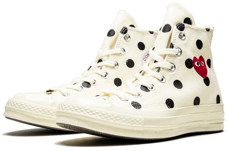Comme des Garçons Converse Comme des Garçons Play à Pois Blanc Haute Hi Zwart