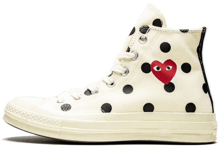 Comme des Garçons Converse Comme des Garçons Play à Pois Blanc Haute Hi Zwart