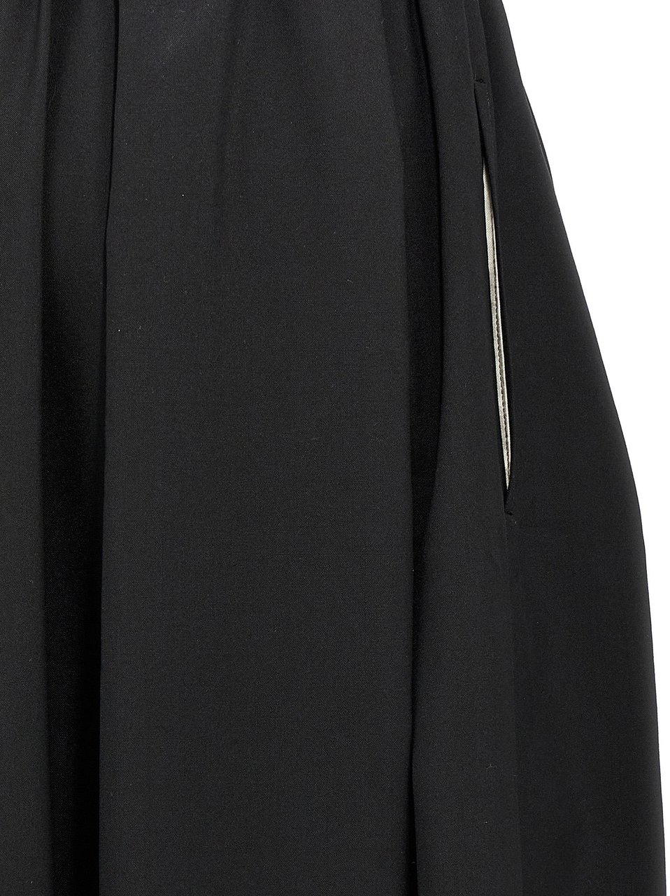 Comme Des Garçons Black Wool Midi Skirt Zwart