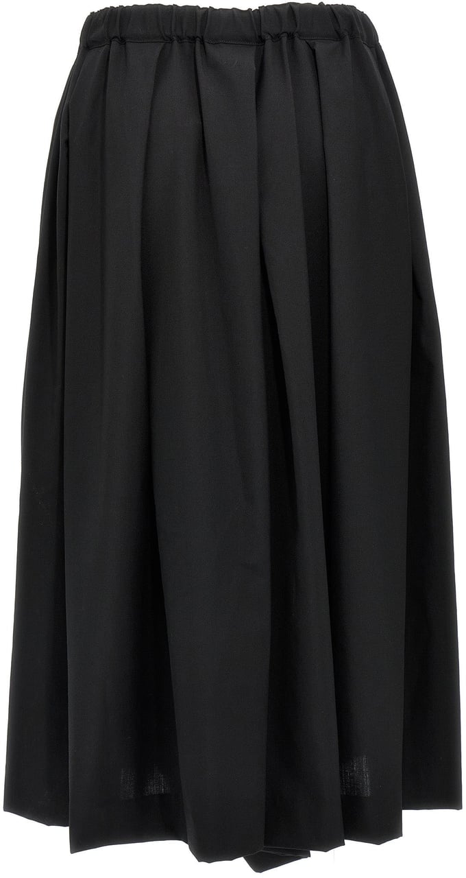 Comme Des Garçons Black Wool Midi Skirt Zwart