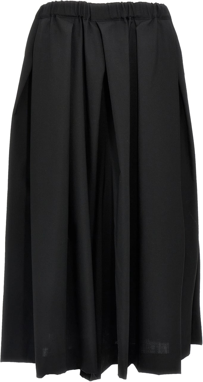 Comme Des Garçons Black Wool Midi Skirt Zwart
