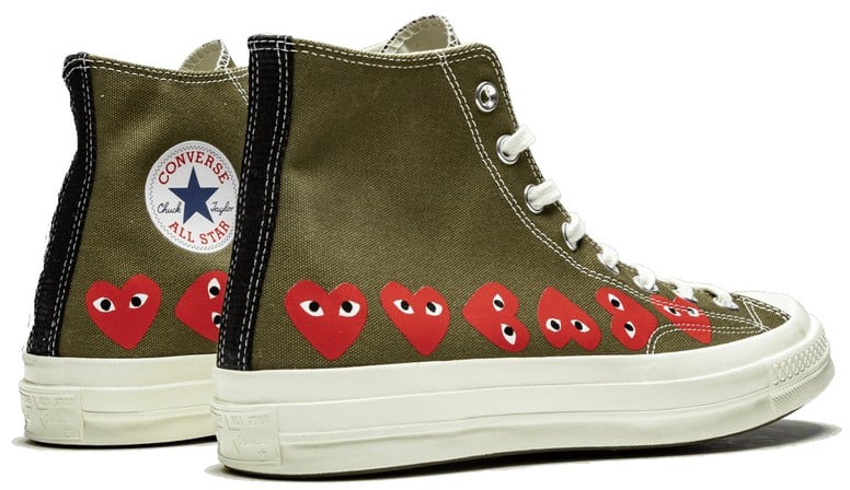 Comme des Garçons Converse Comme des Garçons Kaki Multi Hearts Haute Rood