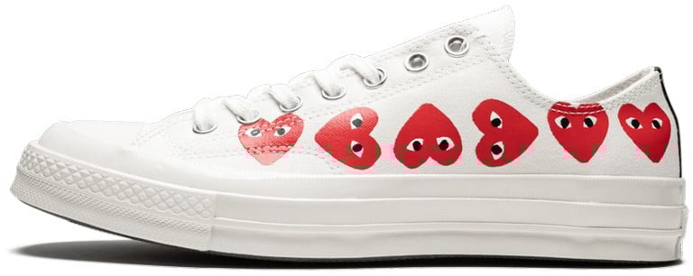 Comme des Garçons Converse Comme des Garçons Low Blanche Multi Coeurs Wit