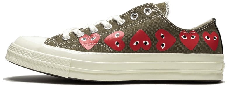 Comme des Garçons Converse Comme des Garçons Kaki Multi Hearts Basse Rood