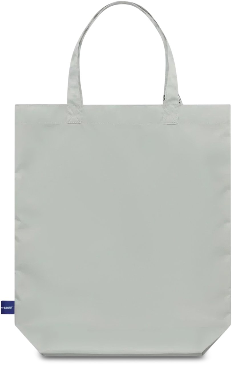 Comme des Garçons Rectangular Grey Nylon Tote Bag with Decorative Charm Wit