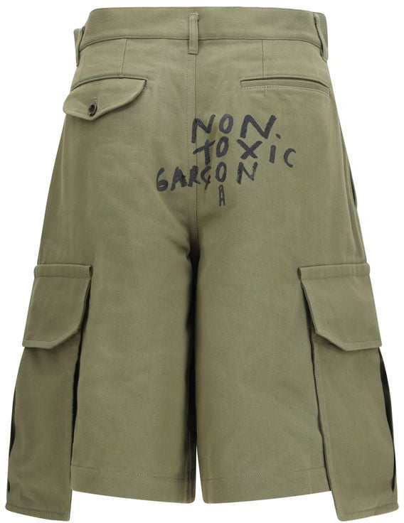 Comme Des Garçons Bicolor Cotton Bermuda Shorts Divers