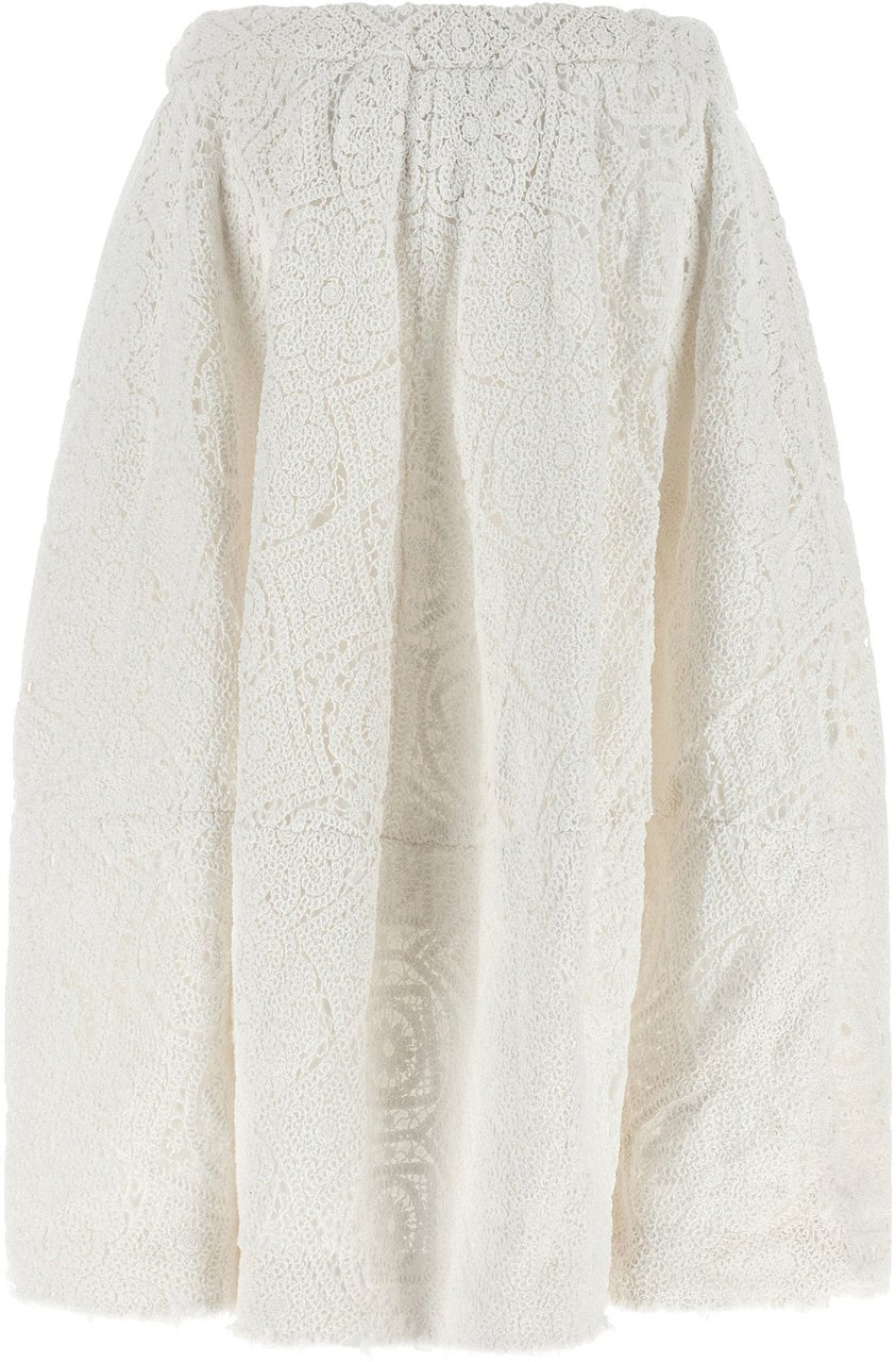 Comme Des Garçons White Cotton Midi Skirt Wit