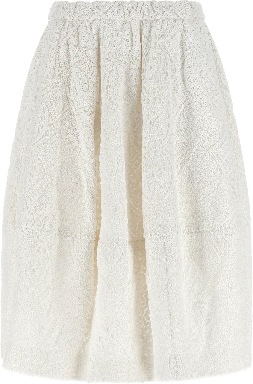 Comme Des Garçons White Cotton Midi Skirt Wit