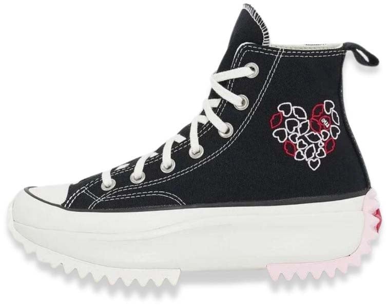 Comme des Garçons Converse Run Star Hike Platform Embroidered Hearts Zwart