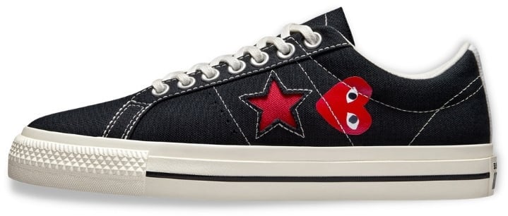 Comme des Garçons Converse Comme des Garçons Low Red Heart One Star Black Zwart